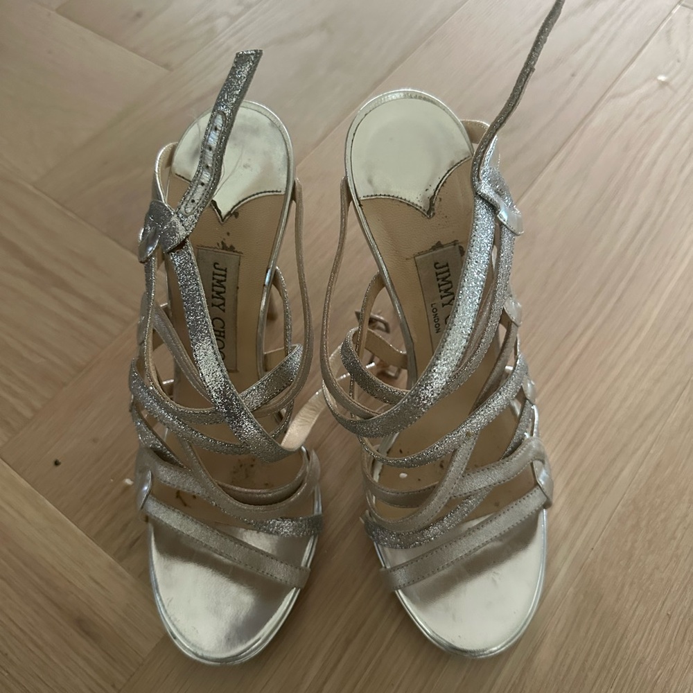 Jimmy Choo Metallic Silver Heels